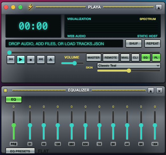 Screenshot of the PLAYA interface